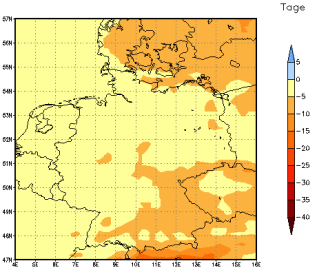 Gebietsmittel dieses Klimalaufs: -4 Tage