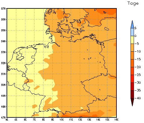 Gebietsmittel dieses Klimalaufs: -4 Tage