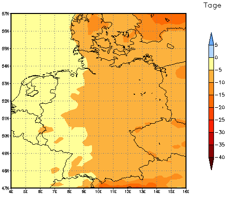 Gebietsmittel dieses Klimalaufs: -5 Tage