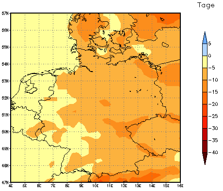 Gebietsmittel dieses Klimalaufs: -5 Tage