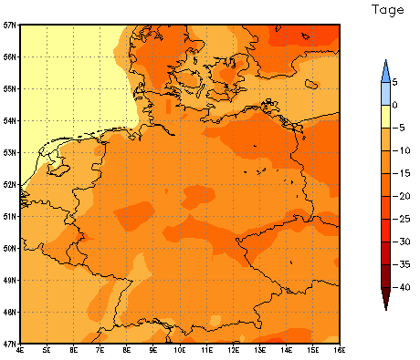 Gebietsmittel dieses Klimalaufs: -13 Tage