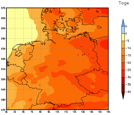 Gebietsmittel dieses Klimalaufs: -15 Tage