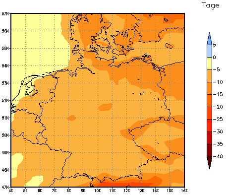 Gebietsmittel dieses Klimalaufs: -9 Tage