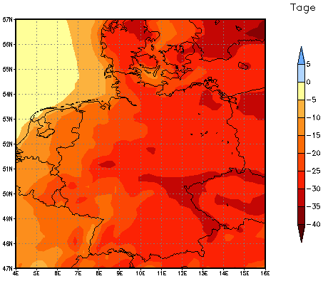 Gebietsmittel dieses Klimalaufs: -22 Tage