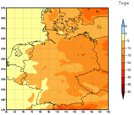 Gebietsmittel dieses Klimalaufs: -6 Tage