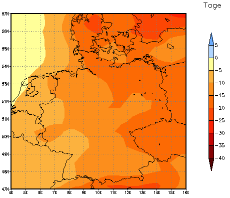 Gebietsmittel dieses Klimalaufs: -16 Tage