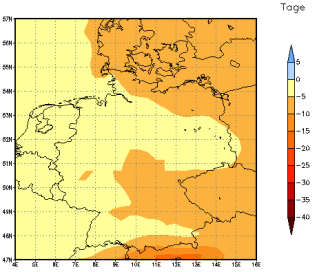 Gebietsmittel dieses Klimalaufs: -6 Tage