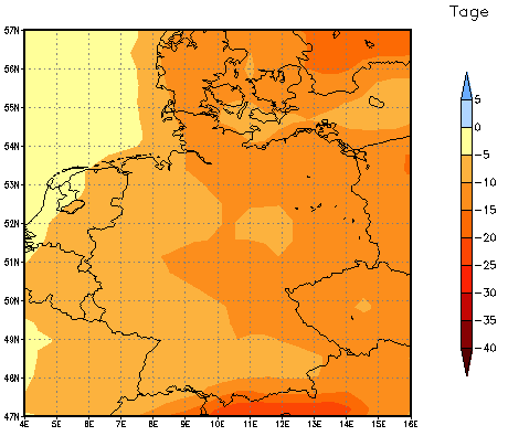 Gebietsmittel dieses Klimalaufs: -8 Tage