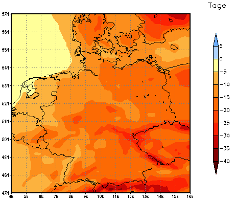 Gebietsmittel dieses Klimalaufs: -13 Tage