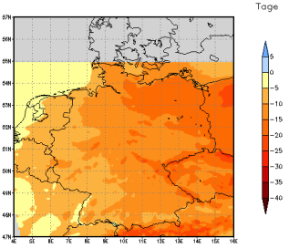 Gebietsmittel dieses Klimalaufs: -13 Tage