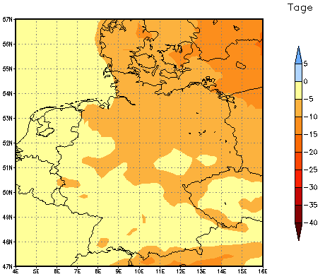 Gebietsmittel dieses Klimalaufs: -5 Tage