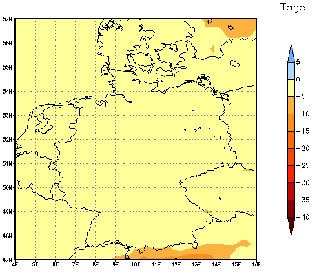 Gebietsmittel dieses Klimalaufs: -2 Tage