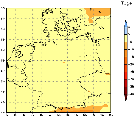 Gebietsmittel dieses Klimalaufs: -2 Tage