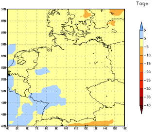 Gebietsmittel dieses Klimalaufs: -1 Tage