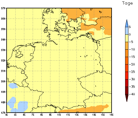 Gebietsmittel dieses Klimalaufs: -2 Tage