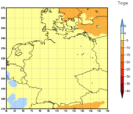 Gebietsmittel dieses Klimalaufs: -2 Tage