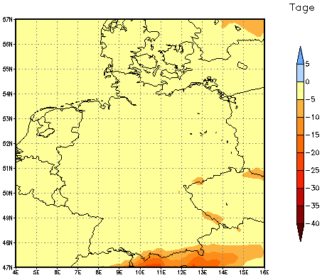 Gebietsmittel dieses Klimalaufs: -2 Tage