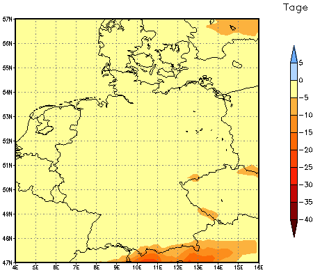 Gebietsmittel dieses Klimalaufs: -2 Tage