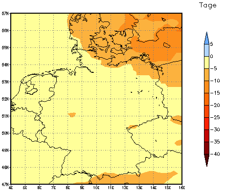 Gebietsmittel dieses Klimalaufs: -5 Tage