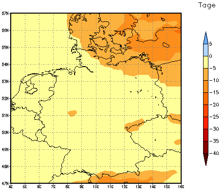 Gebietsmittel dieses Klimalaufs: -5 Tage
