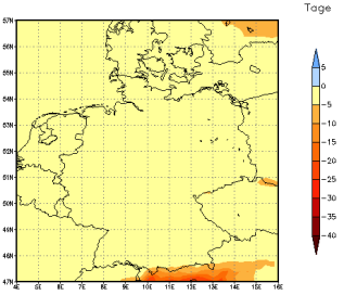 Gebietsmittel dieses Klimalaufs: -2 Tage