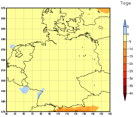 Gebietsmittel dieses Klimalaufs: -1 Tage