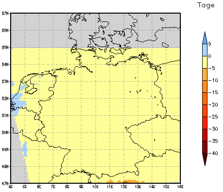 Gebietsmittel dieses Klimalaufs: -1 Tage