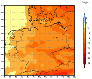 Gebietsmittel dieses Klimalaufs: -15 Tage