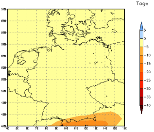 Gebietsmittel dieses Klimalaufs: -1 Tage