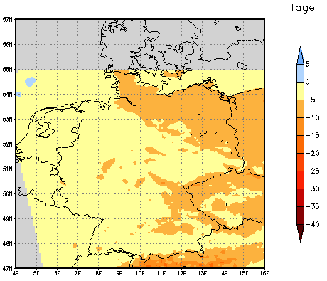 Gebietsmittel dieses Klimalaufs: -5 Tage