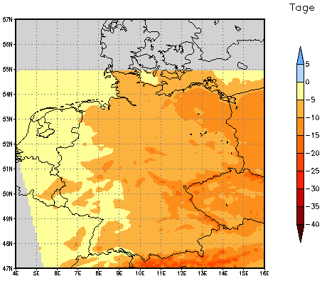 Gebietsmittel dieses Klimalaufs: -6 Tage