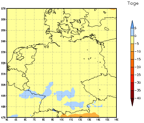 Gebietsmittel dieses Klimalaufs: -1 Tage