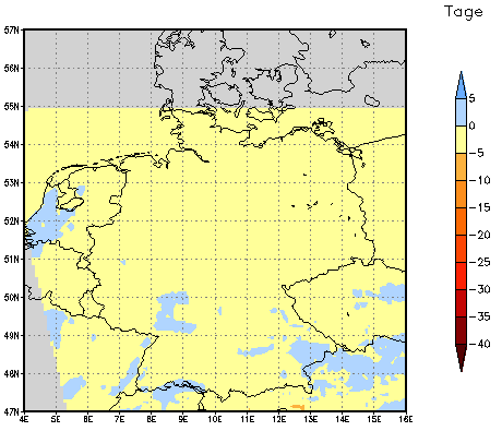 Gebietsmittel dieses Klimalaufs: -1 Tage