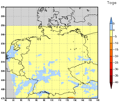 Gebietsmittel dieses Klimalaufs: -1 Tage