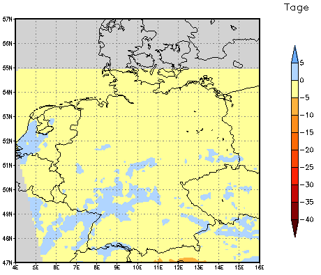 Gebietsmittel dieses Klimalaufs: -1 Tage