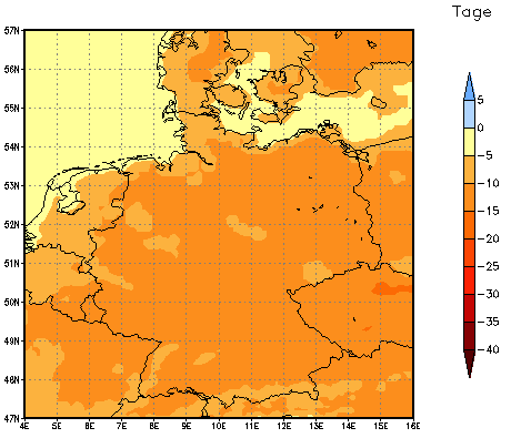 Gebietsmittel dieses Klimalaufs: -10 Tage