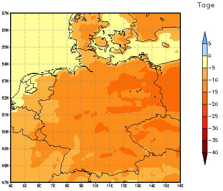 Gebietsmittel dieses Klimalaufs: -11 Tage