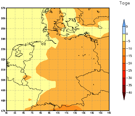 Gebietsmittel dieses Klimalaufs: -5 Tage