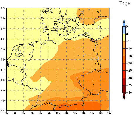 Gebietsmittel dieses Klimalaufs: -5 Tage