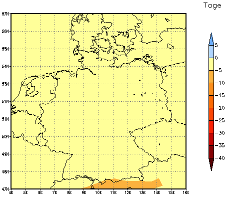 Gebietsmittel dieses Klimalaufs: 0 Tage