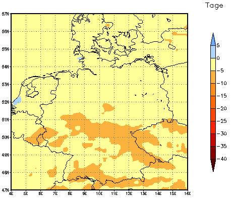 Gebietsmittel dieses Klimalaufs: -2 Tage