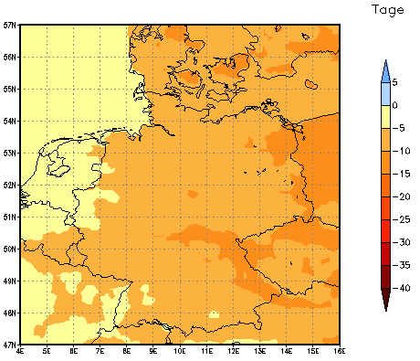 Gebietsmittel dieses Klimalaufs: -8 Tage