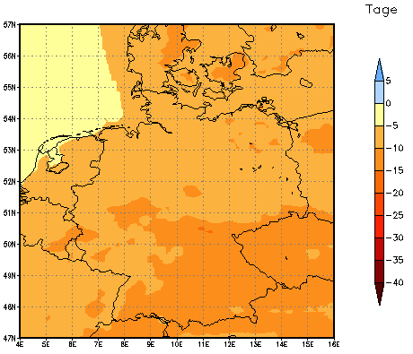 Gebietsmittel dieses Klimalaufs: -9 Tage