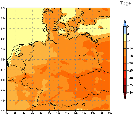 Gebietsmittel dieses Klimalaufs: -10 Tage