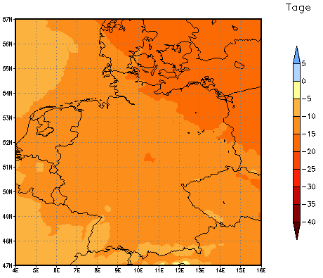 Gebietsmittel dieses Klimalaufs: -15 Tage