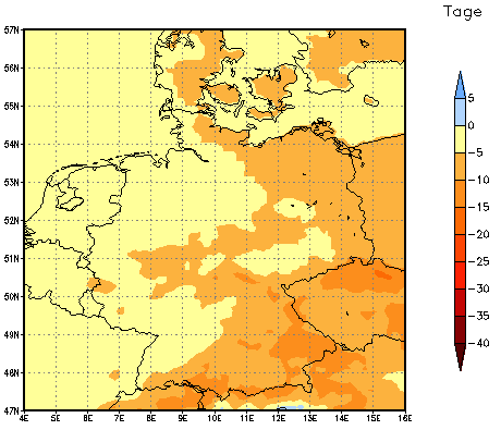 Gebietsmittel dieses Klimalaufs: -5 Tage