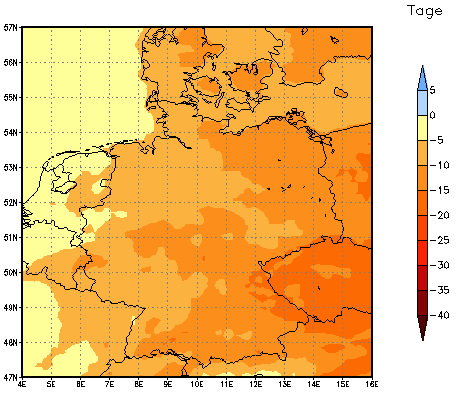 Gebietsmittel dieses Klimalaufs: -9 Tage