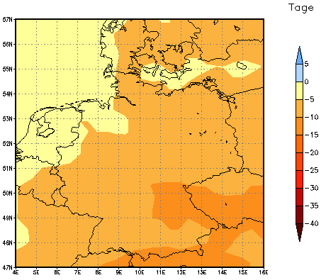 Gebietsmittel dieses Klimalaufs: -6 Tage