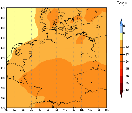 Gebietsmittel dieses Klimalaufs: -9 Tage