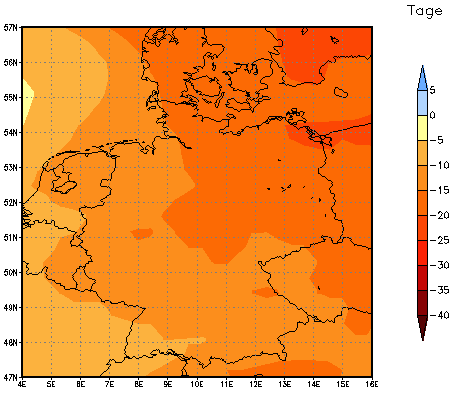 Gebietsmittel dieses Klimalaufs: -13 Tage